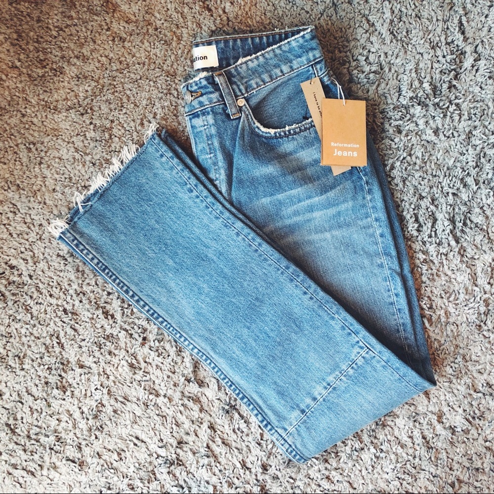 reformation brook high straight jean
